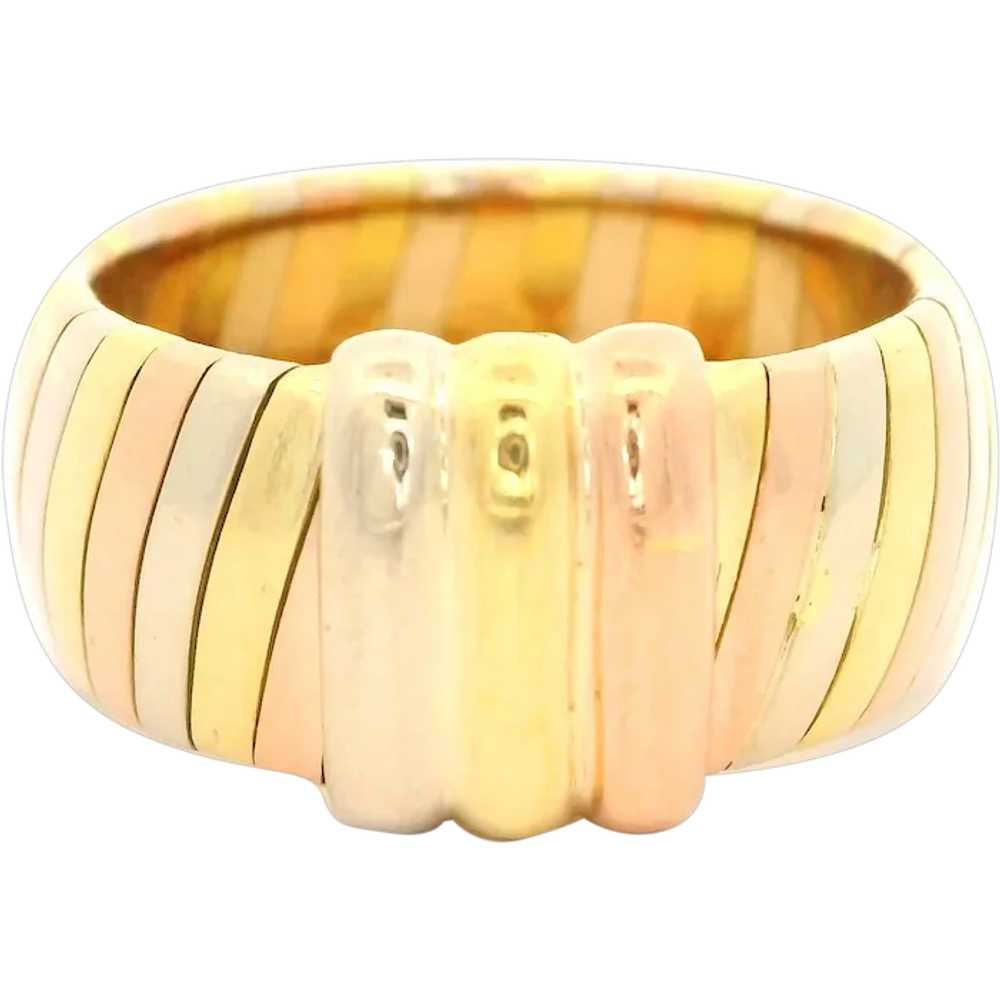 Cartier 18k Tri Color Gold 9.7mm Wide Band Ring w… - image 1