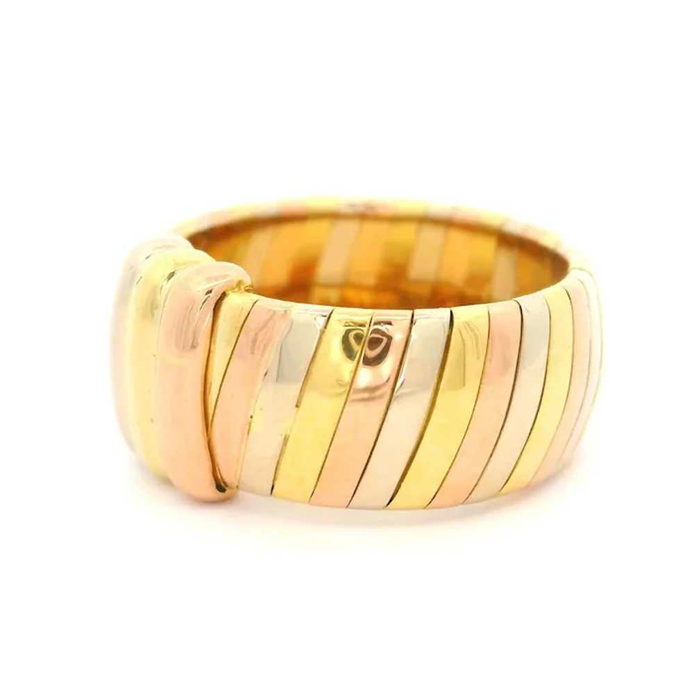 Cartier 18k Tri Color Gold 9.7mm Wide Band Ring w… - image 2