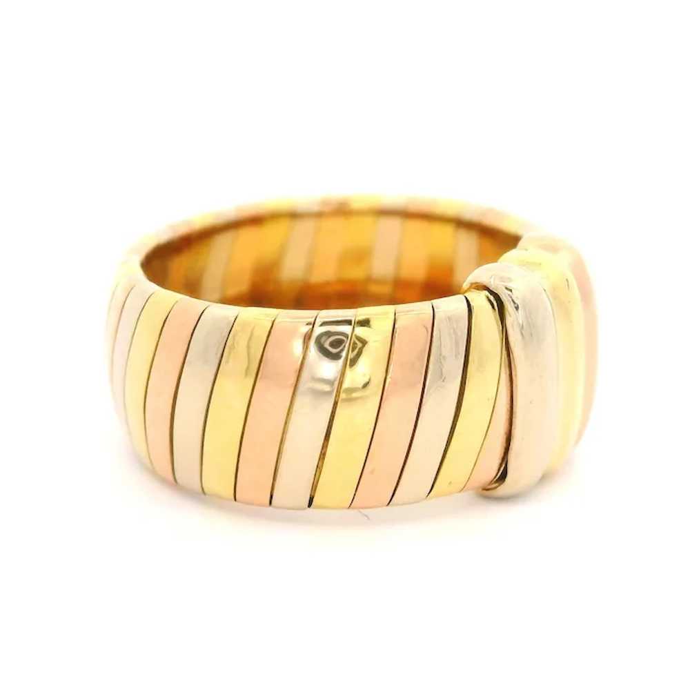 Cartier 18k Tri Color Gold 9.7mm Wide Band Ring w… - image 4