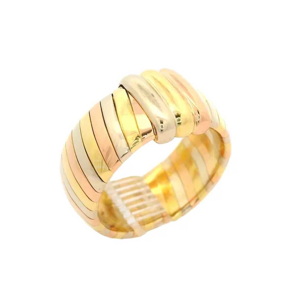 Cartier 18k Tri Color Gold 9.7mm Wide Band Ring w… - image 8