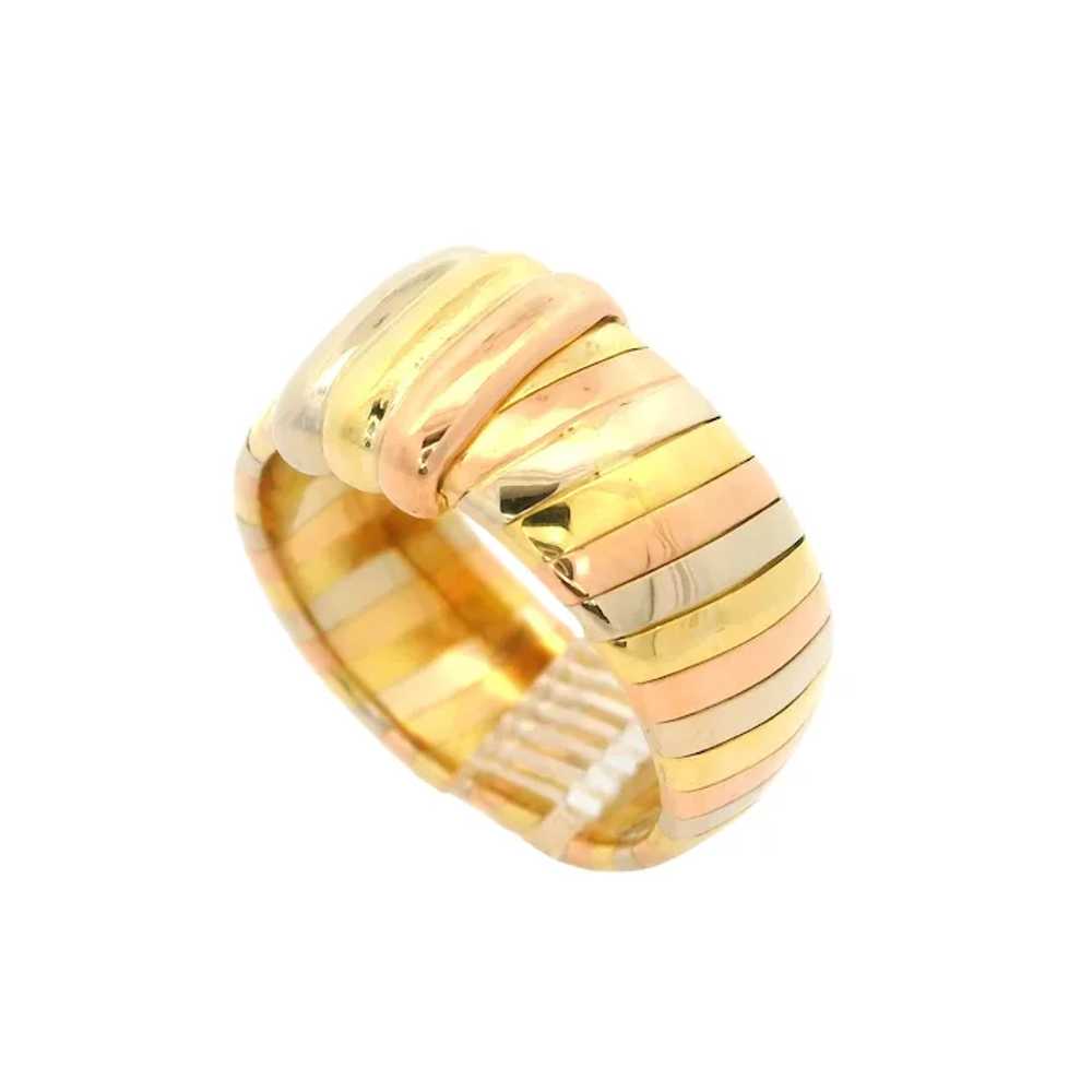 Cartier 18k Tri Color Gold 9.7mm Wide Band Ring w… - image 9