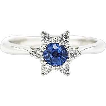 Beautiful 14k White Gold Sapphire and Diamond Ring - image 1