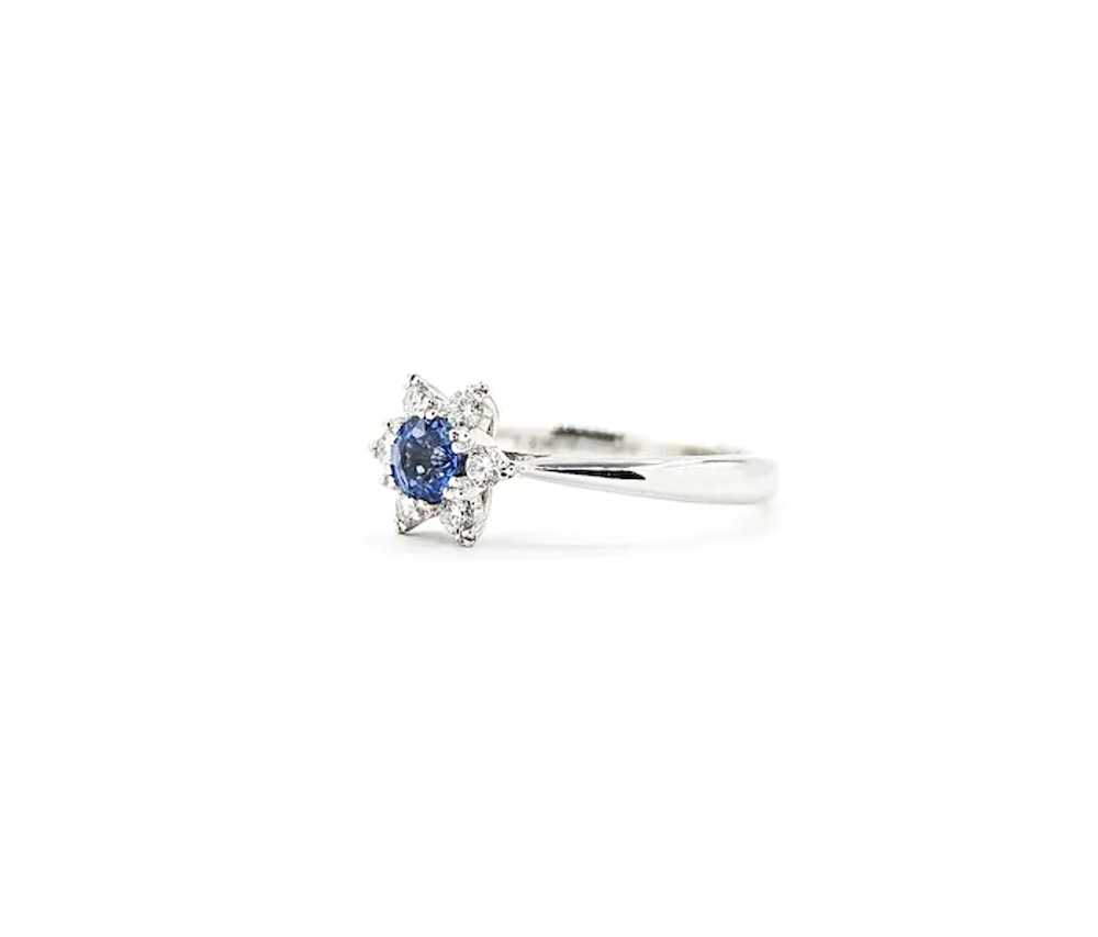 Beautiful 14k White Gold Sapphire and Diamond Ring - image 3