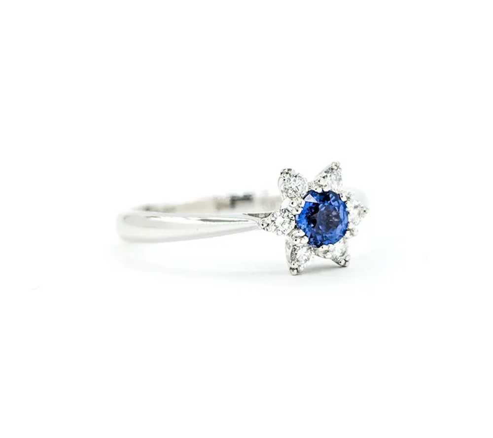 Beautiful 14k White Gold Sapphire and Diamond Ring - image 4