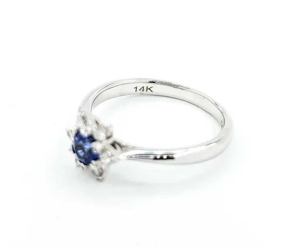 Beautiful 14k White Gold Sapphire and Diamond Ring - image 5