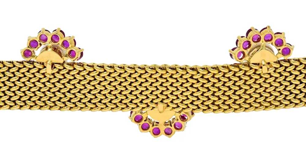 French 1960's Ruby Pearl 18 Karat Yellow Gold Wov… - image 11