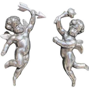 Antique Cupid Pins Left and Right Pair circa 1900 - image 1