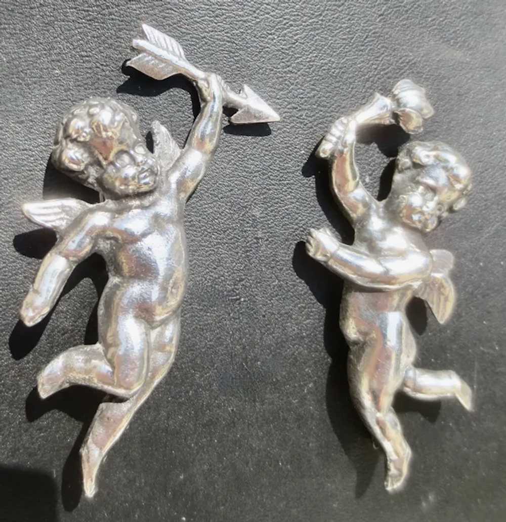 Antique Cupid Pins Left and Right Pair circa 1900 - image 6