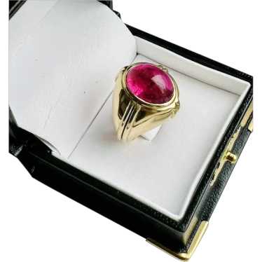 Art Deco 10ct Pink Tourmaline in 18K Yellow Gold … - image 1