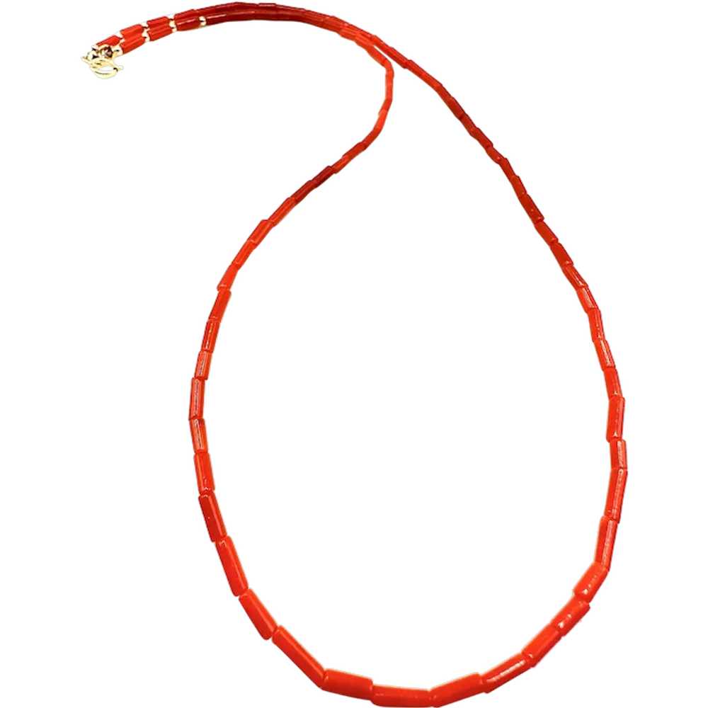 Genuine Italian Red Coral and 14k Gold Necklace - image 1