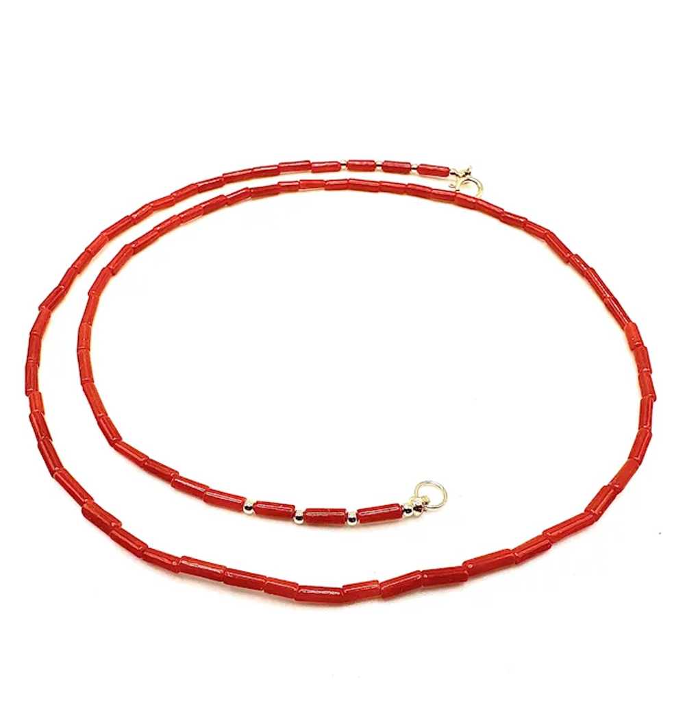 Genuine Italian Red Coral and 14k Gold Necklace - image 2