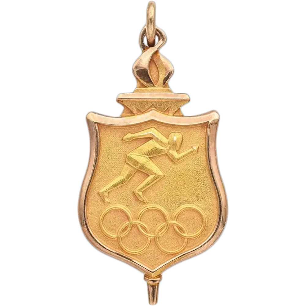 Vintage 10K Yellow Gold Olympics Track & Field Me… - image 1