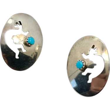 Kokopelli Earrings, SterlingSilver, Turquoise, Vin