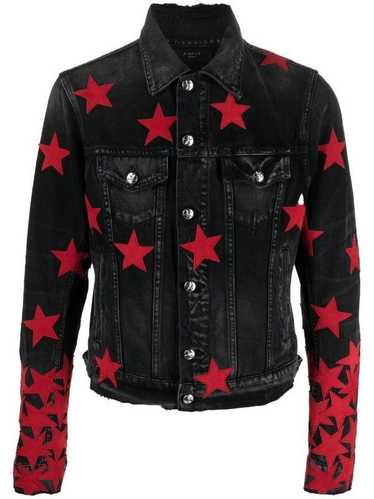 Amiri o1mle0924 Denim Jacket in Black & Red