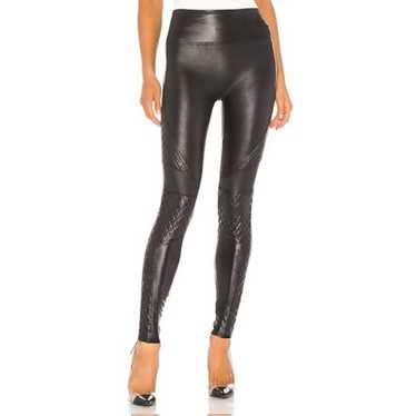 Spanx Quilted Faux Leather Leggings in Very Black… - image 1