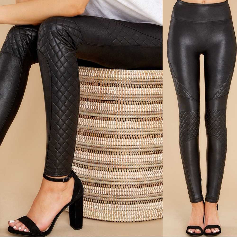 Spanx Quilted Faux Leather Leggings in Very Black… - image 2