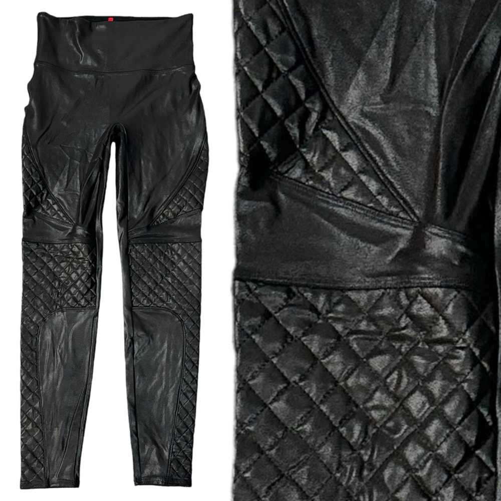 Spanx Quilted Faux Leather Leggings in Very Black… - image 7