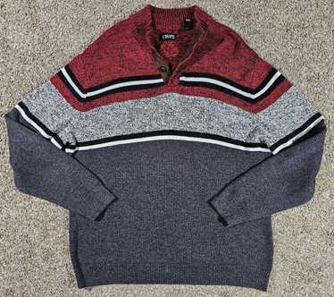 Chaps CHAPS Sweater 3 Button Pullover Red Grey St… - image 1