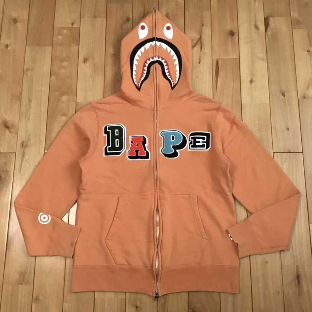 Bape BAPE logo multi fonts shark full zip hoodie … - image 1