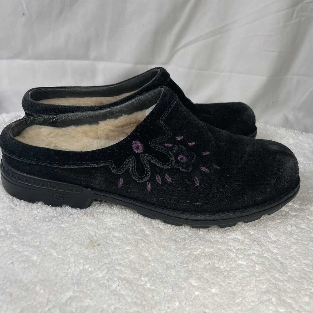 Ugg Parque Clog Black Suede Sherling Flora Purple… - image 3