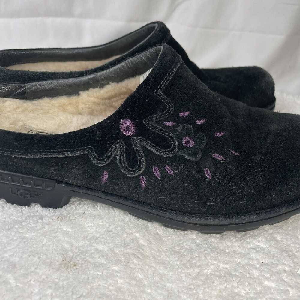 Ugg Parque Clog Black Suede Sherling Flora Purple… - image 5