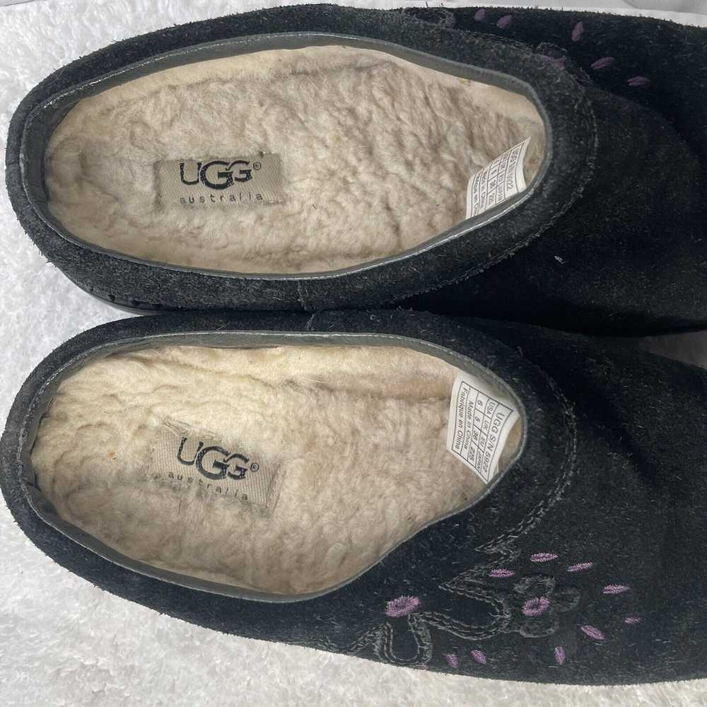 Ugg Parque Clog Black Suede Sherling Flora Purple… - image 9