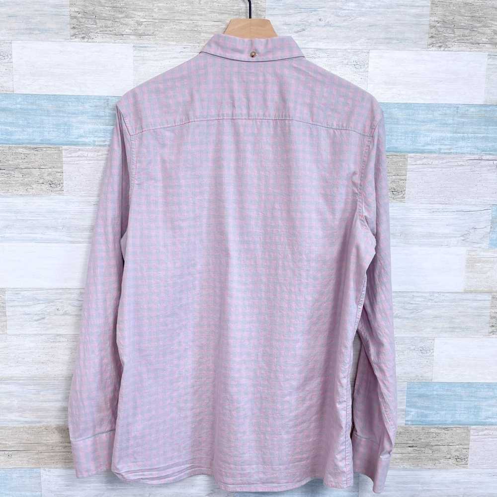 Nordstrom Nordstrom Linen Trim Fit Shirt Pink Che… - image 3