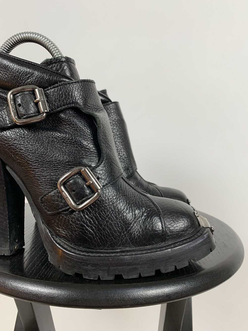 Miu Miu × Prada Miu Miu Black Leather Metal Plate… - image 10