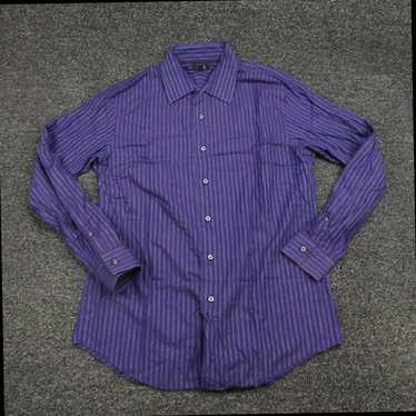 Vintage Purple and Blue Striped Button Up Long Sl… - image 1