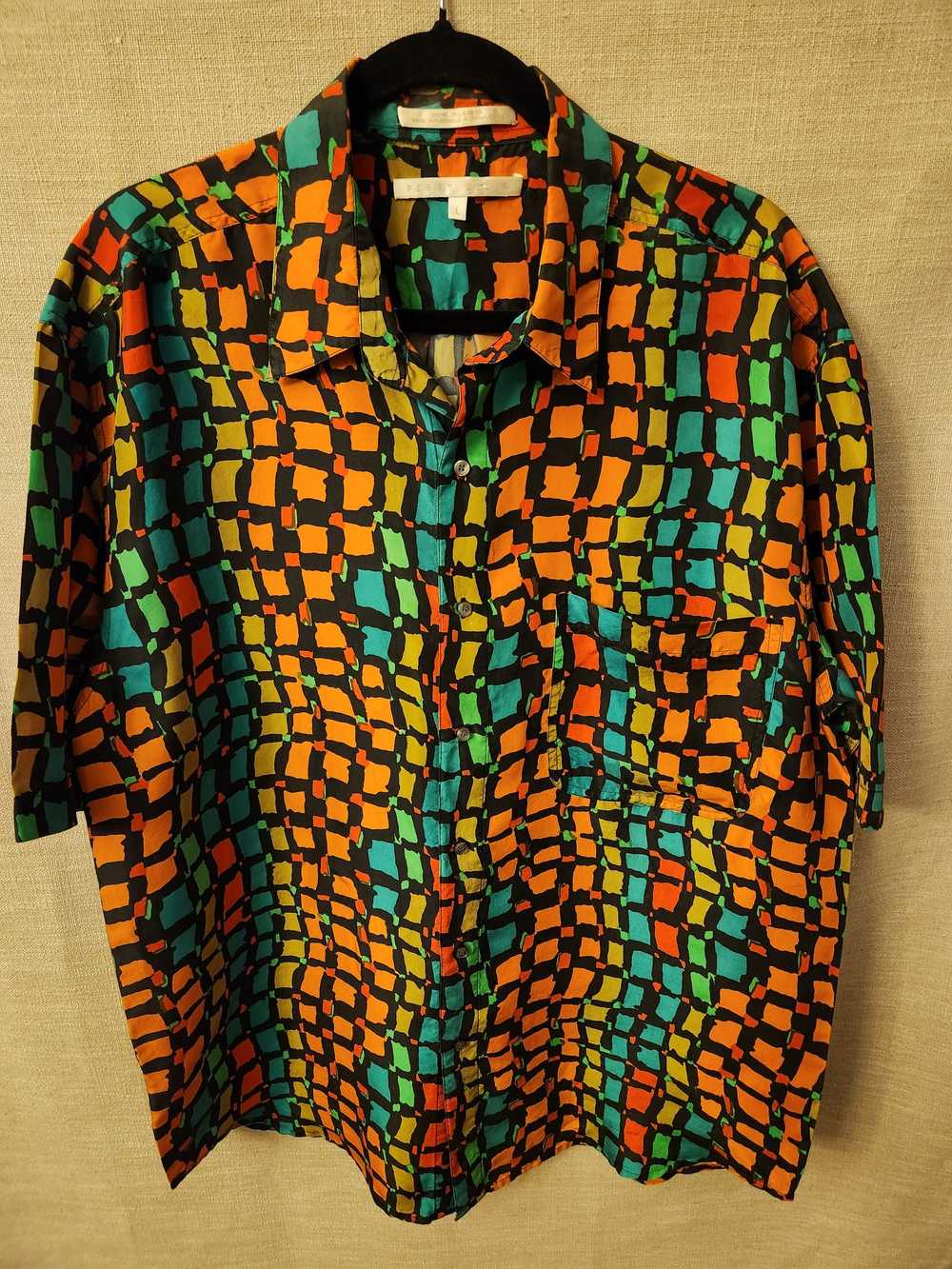 Perry Ellis Colorful Abstract Designed Short Slee… - image 1