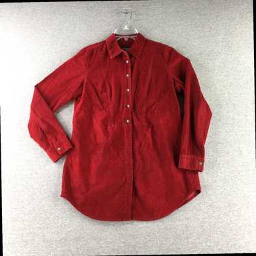 Vintage Casual Ladies Red Corduroy Button Up Wome… - image 1