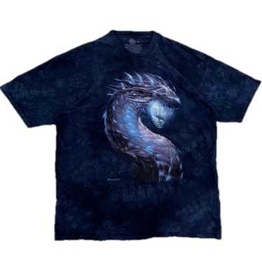 Vintage Y2K The Mountain Dragon Wizard Fantasy Shirt 3XL Blue store TieDye Cotton 2002