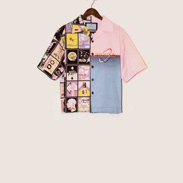 Prada Double Match Retro Pink Print Shirt - image 1