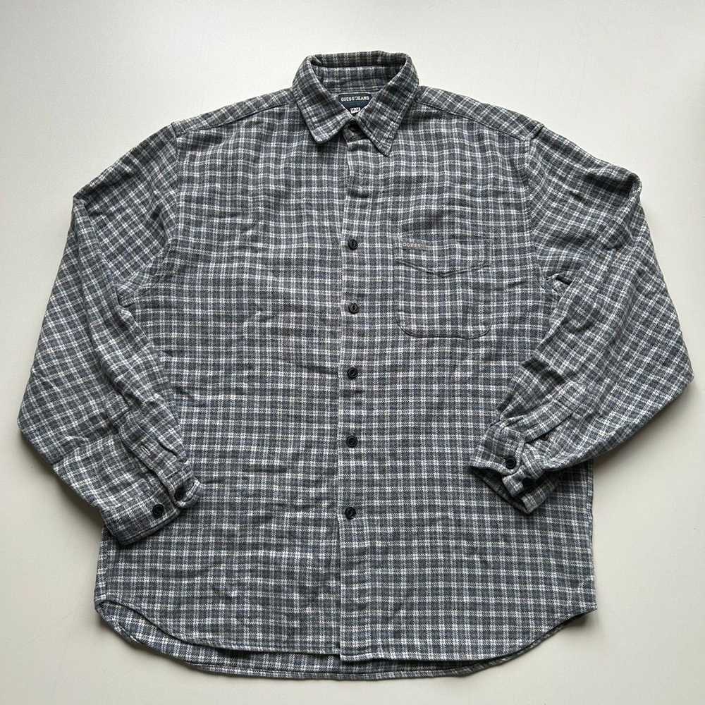 Vintage 1990s Guess Jeans Plaid Checkered Button … - image 1