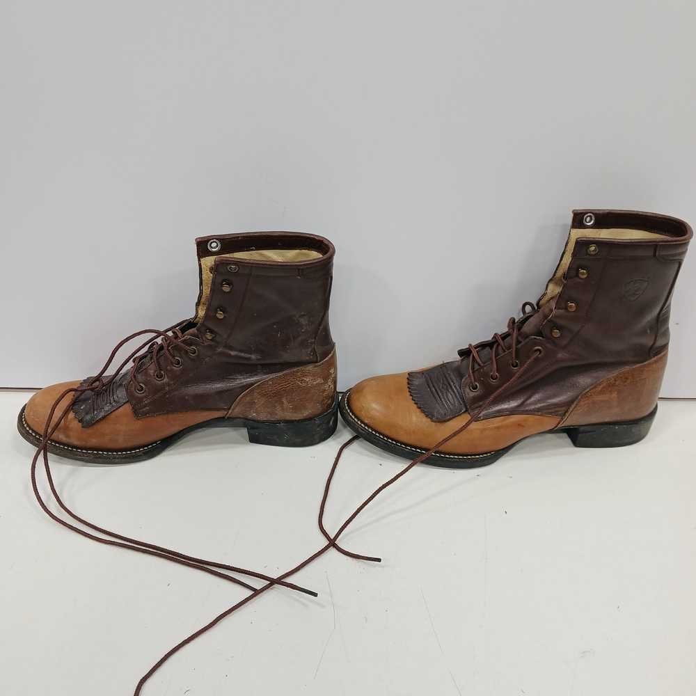 Ariat Brown Leather Lace Up Boots Men's Size 8.5B - image 2