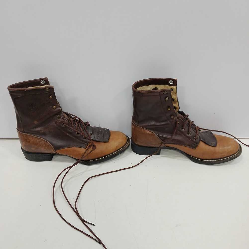 Ariat Brown Leather Lace Up Boots Men's Size 8.5B - image 3