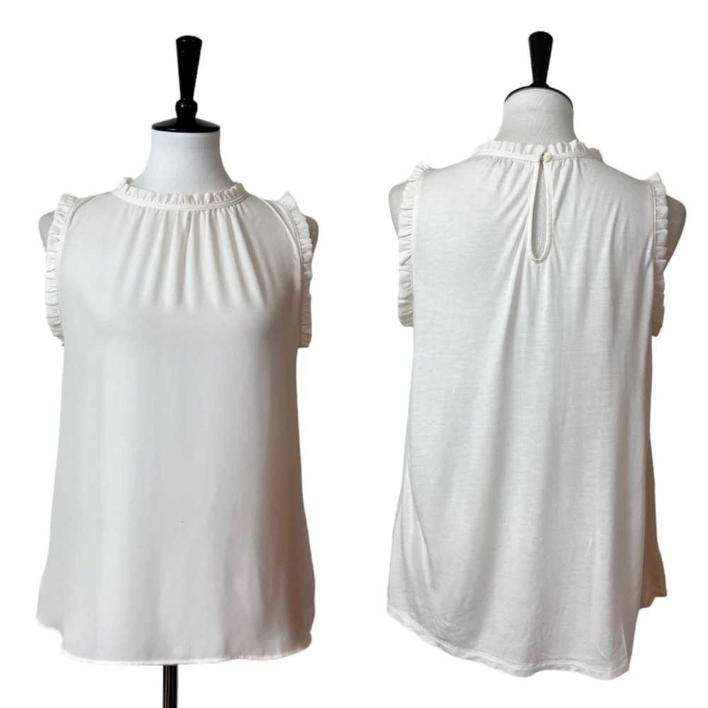 LOFT Women’s Top High Ruffle Neck Sleeveless Crea… - image 10