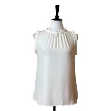 LOFT Women’s Top High Ruffle Neck Sleeveless Crea… - image 1