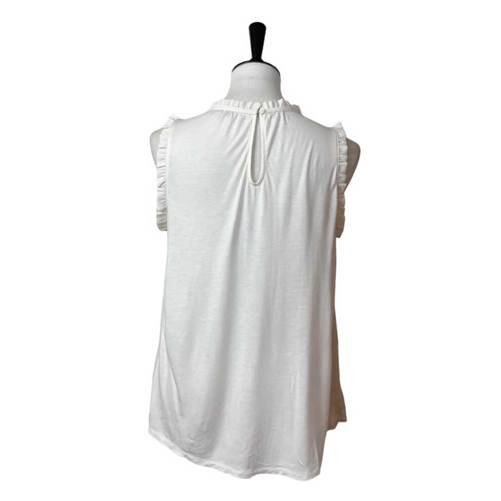 LOFT Women’s Top High Ruffle Neck Sleeveless Crea… - image 4