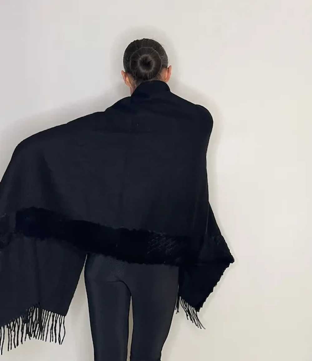 1990s Rabbit Fur Cashmere and Wool Shawl Wrap Win… - image 4