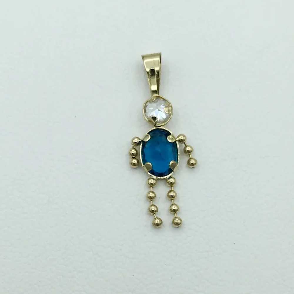 14K Topaz and Cubic Zirconia Boy Charm - image 2