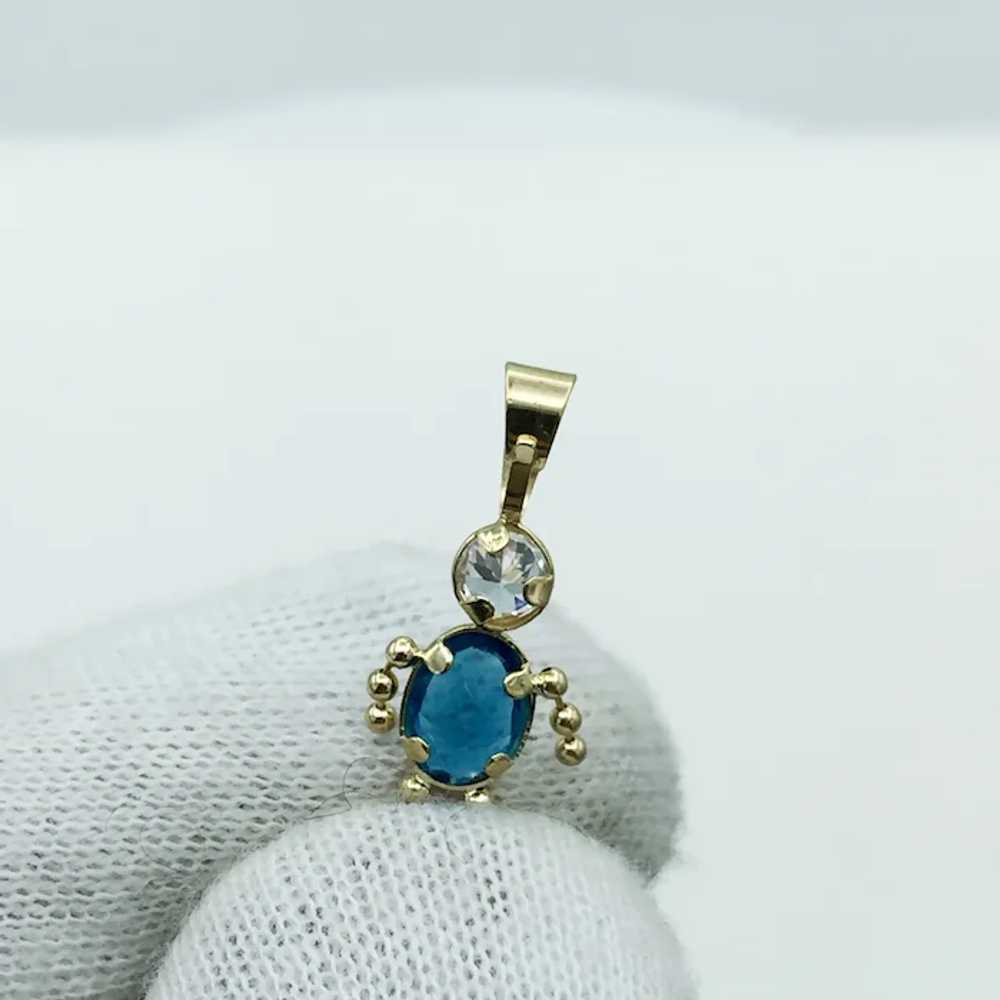 14K Topaz and Cubic Zirconia Boy Charm - image 3