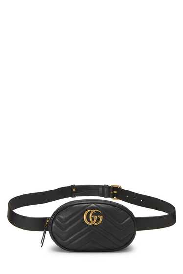 Black Chevron Leather GG Marmont Belt Bag