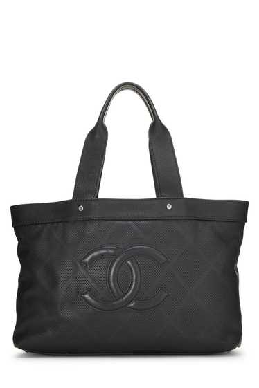 Black Perforated Leather Tote Medium