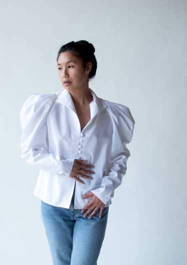 1980s White Taffeta Blouse | Frank Usher