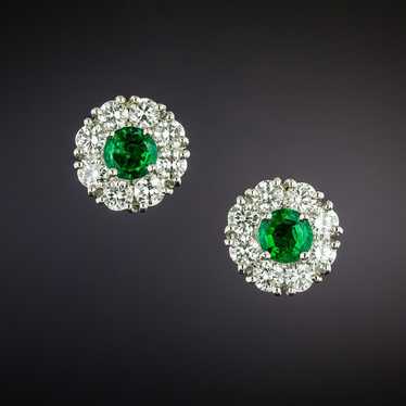 Tiffany & Co. Emerald with Diamond Halo Earrings