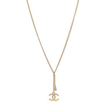 CHANEL Crystal Quilted CC Chain Necklace Gold