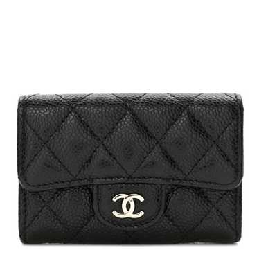 CHANEL Caviar Quilted Flap Card Holder Black