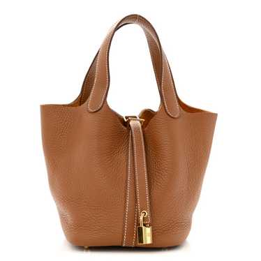 HERMES Taurillon Clemence Picotin Lock 18 PM Gold