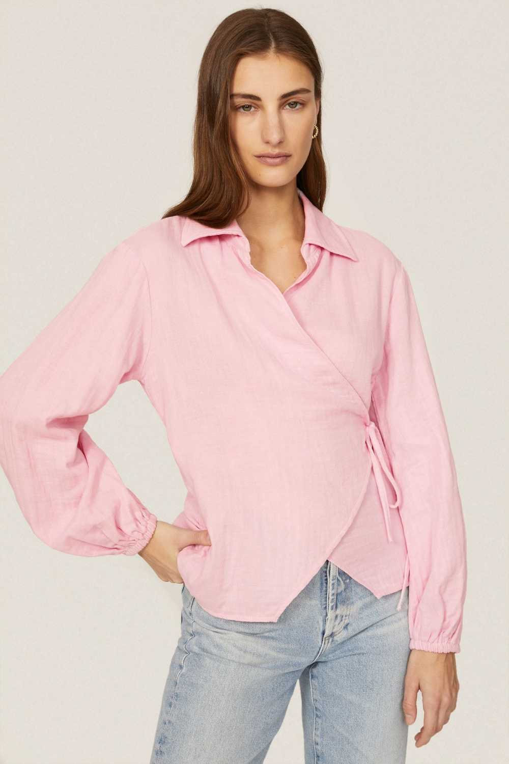 Love, Whit by Whitney Port Pink Wrap Top - image 2